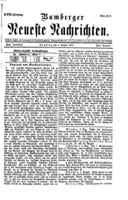 Bamberger neueste Nachrichten Samstag 4. August 1877