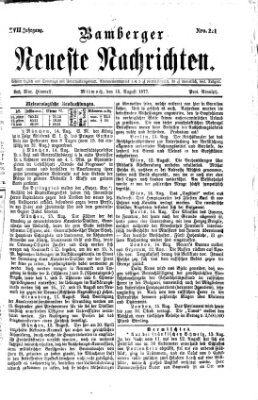 Bamberger neueste Nachrichten Mittwoch 15. August 1877