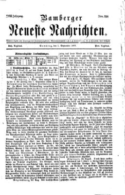 Bamberger neueste Nachrichten Samstag 1. September 1877