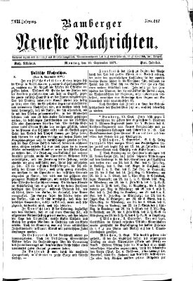 Bamberger neueste Nachrichten Montag 10. September 1877