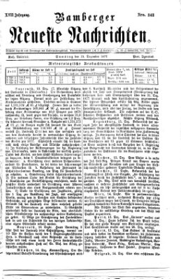 Bamberger neueste Nachrichten Samstag 15. Dezember 1877