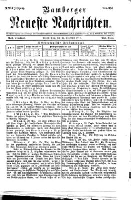 Bamberger neueste Nachrichten Samstag 22. Dezember 1877