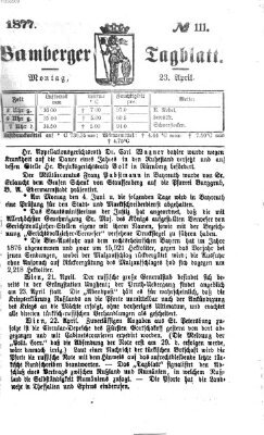 Bamberger Tagblatt Montag 23. April 1877