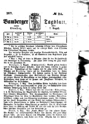 Bamberger Tagblatt Dienstag 7. August 1877