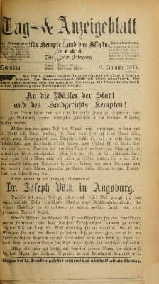 Tag- und Anzeigeblatt für Kempten und das Allgäu Samstag 6. Januar 1877