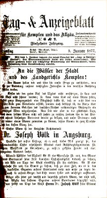 Tag- und Anzeigeblatt für Kempten und das Allgäu Dienstag 9. Januar 1877