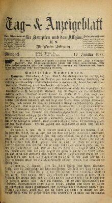 Tag- und Anzeigeblatt für Kempten und das Allgäu Mittwoch 10. Januar 1877