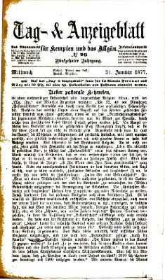 Tag- und Anzeigeblatt für Kempten und das Allgäu Mittwoch 31. Januar 1877