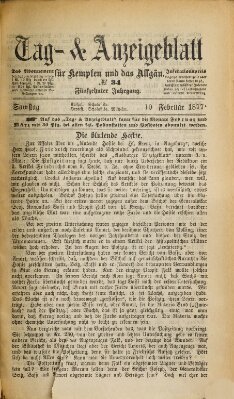Tag- und Anzeigeblatt für Kempten und das Allgäu Samstag 10. Februar 1877
