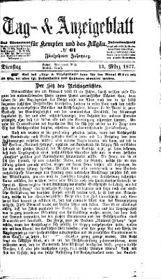 Tag- und Anzeigeblatt für Kempten und das Allgäu Dienstag 13. März 1877