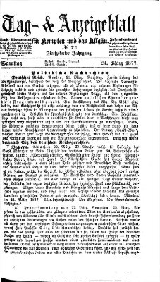 Tag- und Anzeigeblatt für Kempten und das Allgäu Samstag 24. März 1877