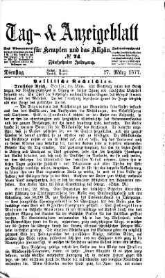 Tag- und Anzeigeblatt für Kempten und das Allgäu Dienstag 27. März 1877