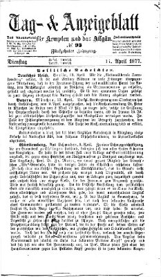 Tag- und Anzeigeblatt für Kempten und das Allgäu Dienstag 17. April 1877