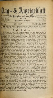 Tag- und Anzeigeblatt für Kempten und das Allgäu Dienstag 11. September 1877