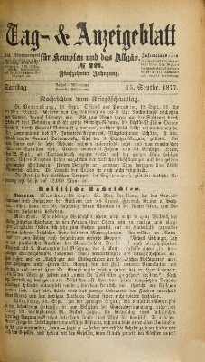 Tag- und Anzeigeblatt für Kempten und das Allgäu Samstag 15. September 1877