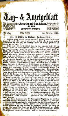 Tag- und Anzeigeblatt für Kempten und das Allgäu Dienstag 25. September 1877