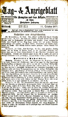 Tag- und Anzeigeblatt für Kempten und das Allgäu Mittwoch 17. Oktober 1877