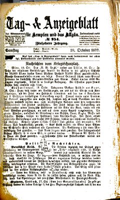 Tag- und Anzeigeblatt für Kempten und das Allgäu Samstag 20. Oktober 1877