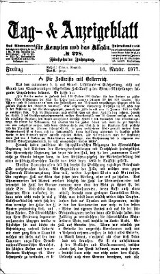 Tag- und Anzeigeblatt für Kempten und das Allgäu Freitag 16. November 1877