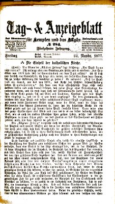 Tag- und Anzeigeblatt für Kempten und das Allgäu Freitag 23. November 1877