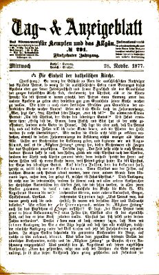 Tag- und Anzeigeblatt für Kempten und das Allgäu Mittwoch 28. November 1877