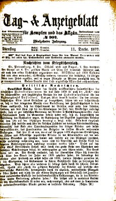 Tag- und Anzeigeblatt für Kempten und das Allgäu Dienstag 11. Dezember 1877