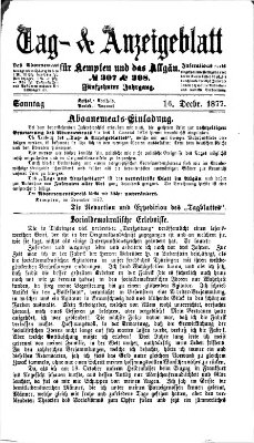 Tag- und Anzeigeblatt für Kempten und das Allgäu Sonntag 16. Dezember 1877