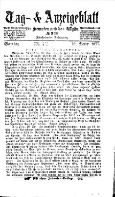 Tag- und Anzeigeblatt für Kempten und das Allgäu Samstag 22. Dezember 1877