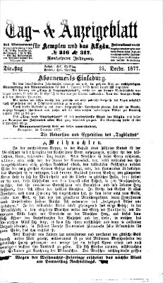 Tag- und Anzeigeblatt für Kempten und das Allgäu Dienstag 25. Dezember 1877