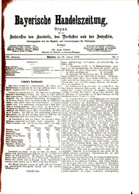 Bayerische Handelszeitung Samstag 26. Januar 1878