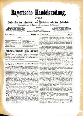 Bayerische Handelszeitung Samstag 9. März 1878