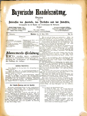 Bayerische Handelszeitung Samstag 23. März 1878