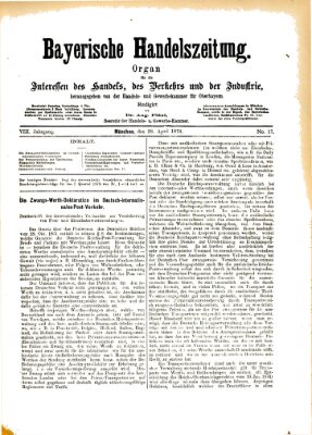 Bayerische Handelszeitung Sonntag 28. April 1878