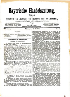 Bayerische Handelszeitung Samstag 11. Mai 1878