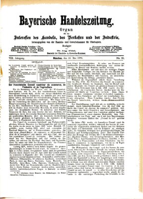 Bayerische Handelszeitung Samstag 18. Mai 1878