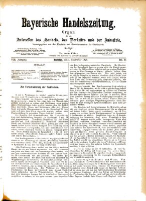 Bayerische Handelszeitung Samstag 7. September 1878