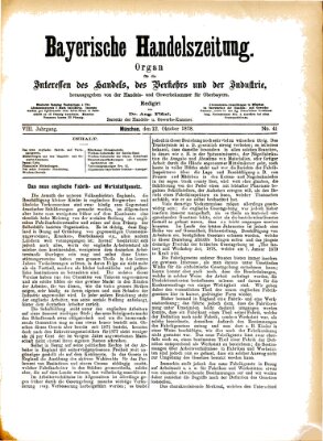 Bayerische Handelszeitung Samstag 12. Oktober 1878