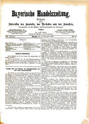 Bayerische Handelszeitung Samstag 9. November 1878