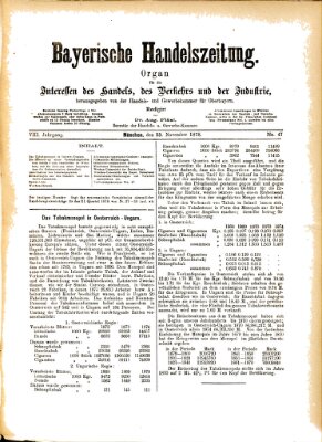 Bayerische Handelszeitung Samstag 23. November 1878