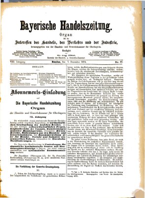 Bayerische Handelszeitung Samstag 7. Dezember 1878