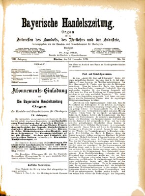 Bayerische Handelszeitung Samstag 14. Dezember 1878