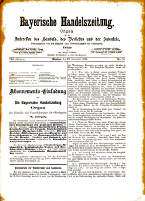 Bayerische Handelszeitung Samstag 28. Dezember 1878