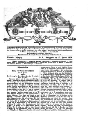 Münchener Gemeinde-Zeitung Sonntag 13. Januar 1878