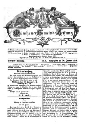 Münchener Gemeinde-Zeitung Sonntag 20. Januar 1878