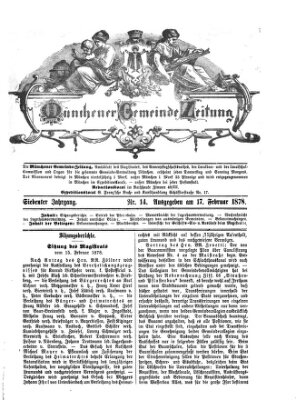 Münchener Gemeinde-Zeitung Sonntag 17. Februar 1878