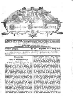 Münchener Gemeinde-Zeitung Sonntag 17. März 1878