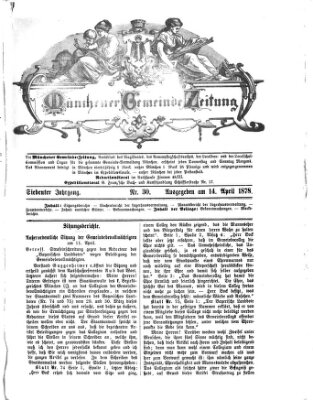 Münchener Gemeinde-Zeitung Sonntag 14. April 1878