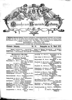 Münchener Gemeinde-Zeitung Donnerstag 18. April 1878