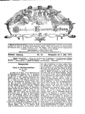 Münchener Gemeinde-Zeitung Sonntag 2. Juni 1878