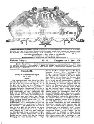 Münchener Gemeinde-Zeitung Sonntag 9. Juni 1878